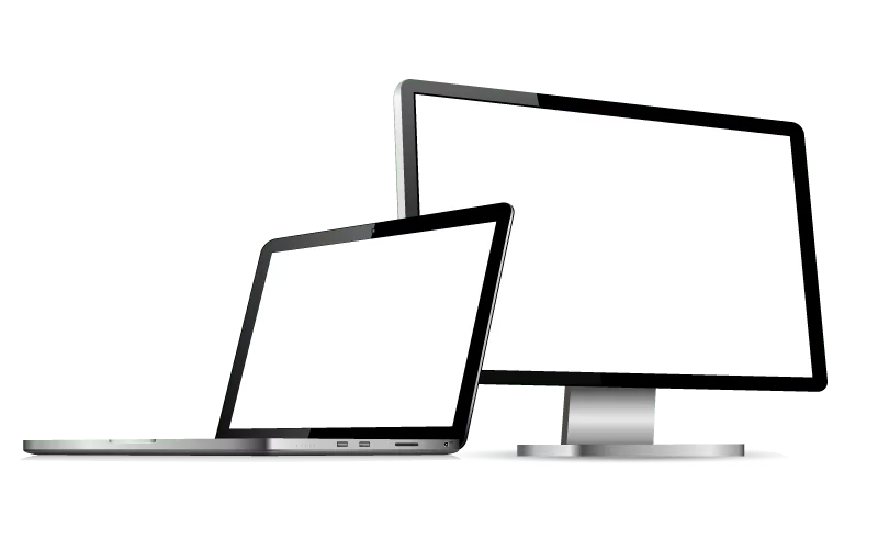 מוקאפ מחשב נייד ומסך רקע שקוף